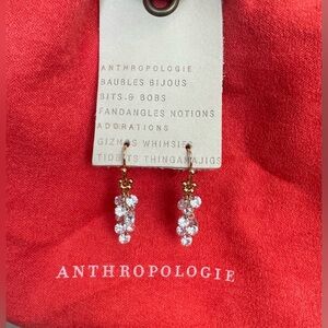 Anthropologie Gold and Crystal Drop Earrings
